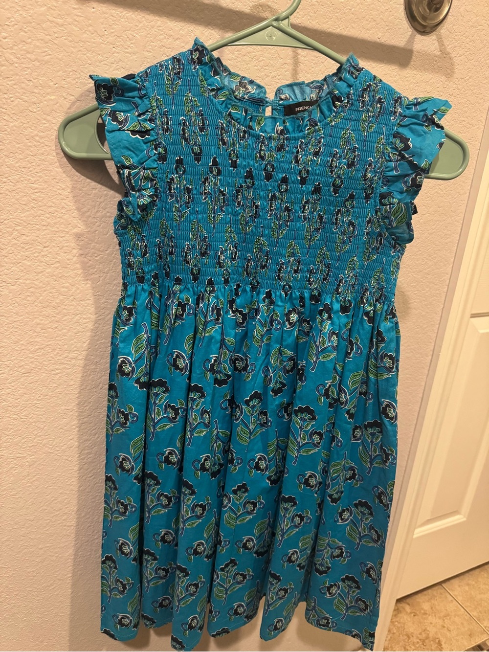 French Connection Teal Floral Smocked Sundress
